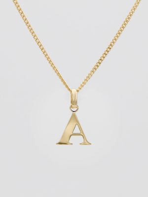 Minimalist Initial Necklace with Mini Curb Chain
