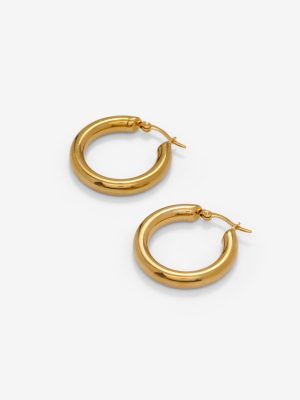 Small Gold Tube Hoop Earrings for Everyday Wear