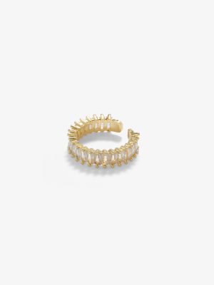 Cubic Zirconia Cuff Ring Elegant Sparkling Jewelry